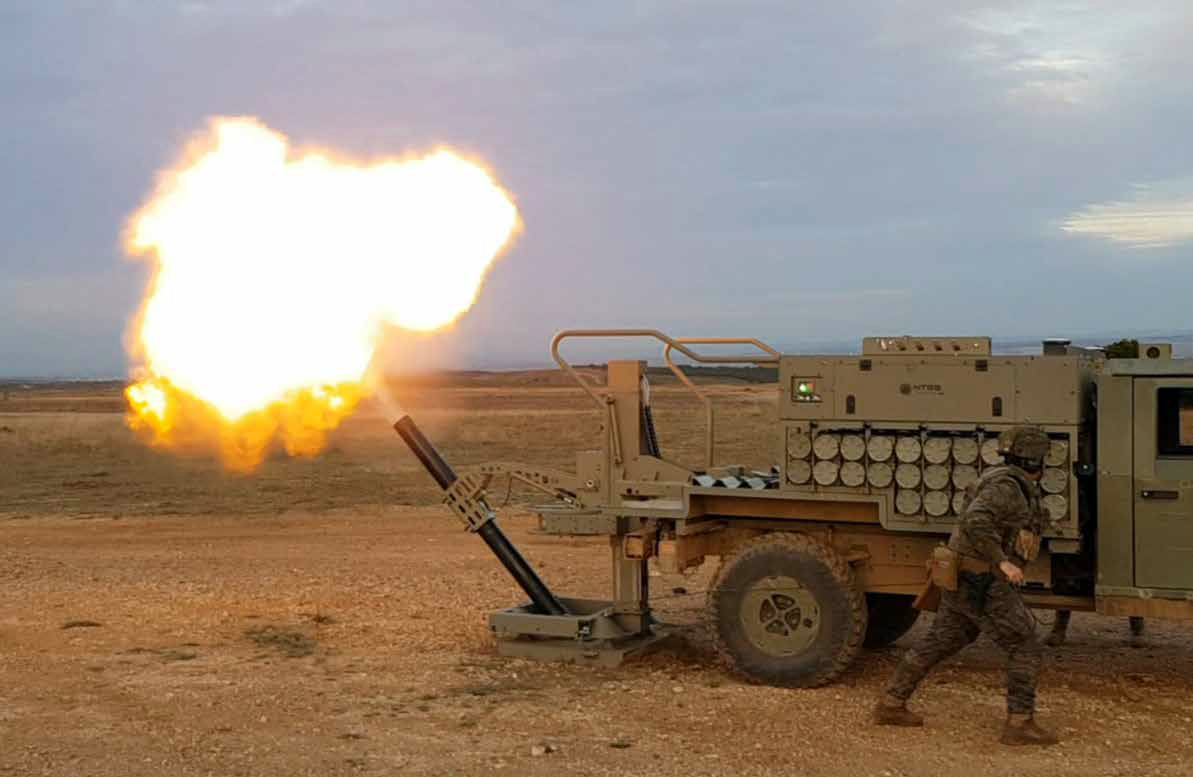 El mortero Alakran durante su evaluación. (Ejército de Tierra)